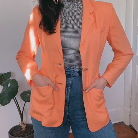 Vintage Peach Orange Linen Blend Blazer - Picture 7 of 7